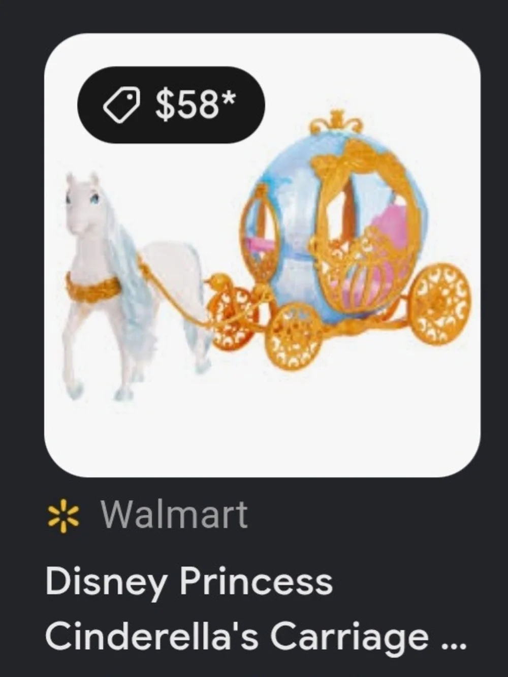 Pink Pony and Blue Gold Princess Carriage Toy Set. Barbie